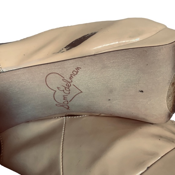 SAM EDELMAN Women's Tan Patent Leather Slingback with Platform Front Size 8 - Picture 6 of 9